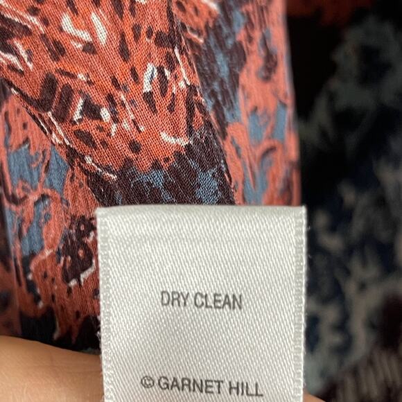 Garnet Hill 100% Silk Tunic Top Womans XL Floral Lightweight Boho Peasant Artsy - Picture 6 of 13